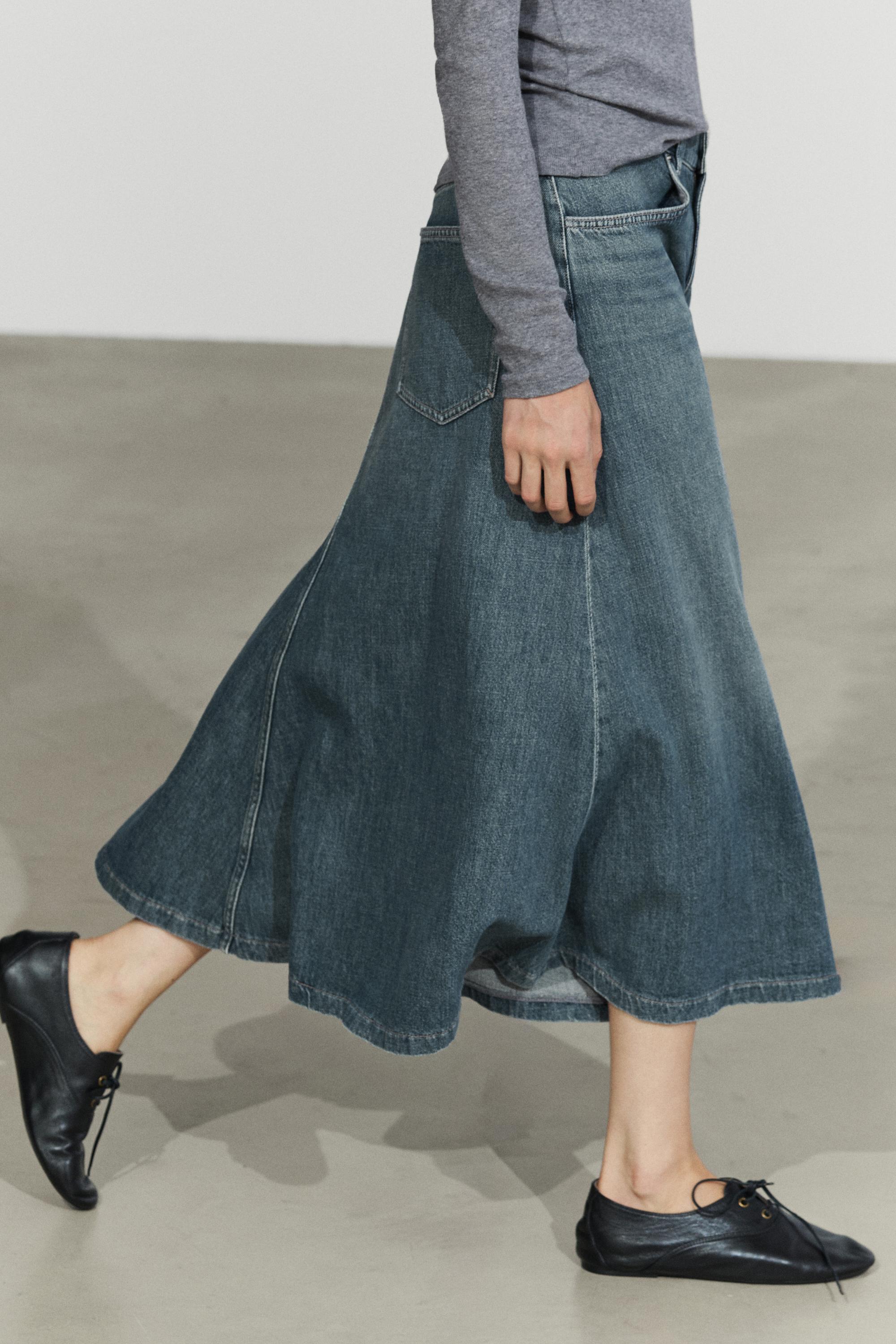 Jupe midi flare en jean
